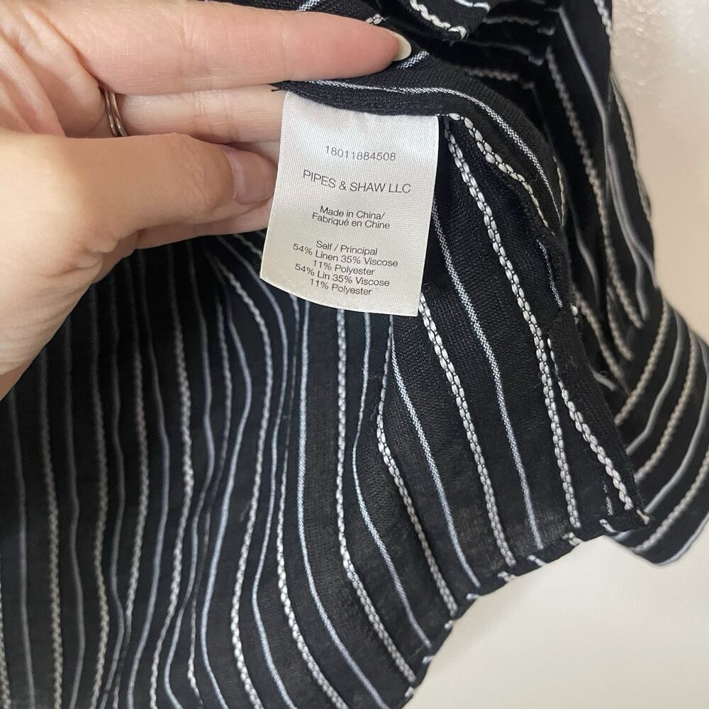 Veronica Beard Britta Top black off shoulder button front linen blend size US 8 - Picture 3 of 6
